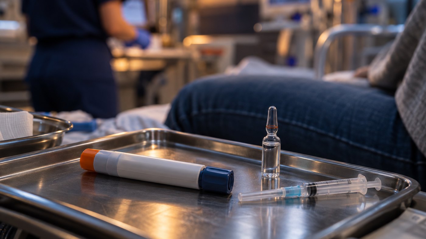 Anafilaxia · adrenalina intramuscular primeiro, e tudo o mais depois